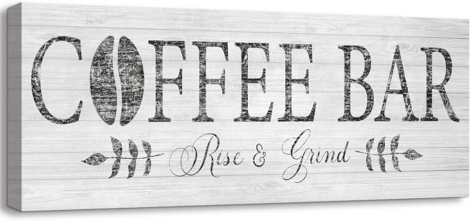 Rise & Grind Coffee Sign Decor Inspirational Canvas Prints Art by WOWGOOMO