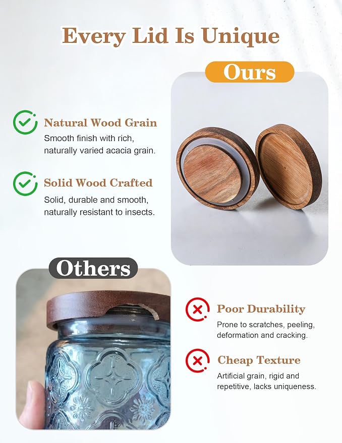 Glass Jar with Airtight Wood Lid – 24 OZ Vintage Storage Canister - Image 4