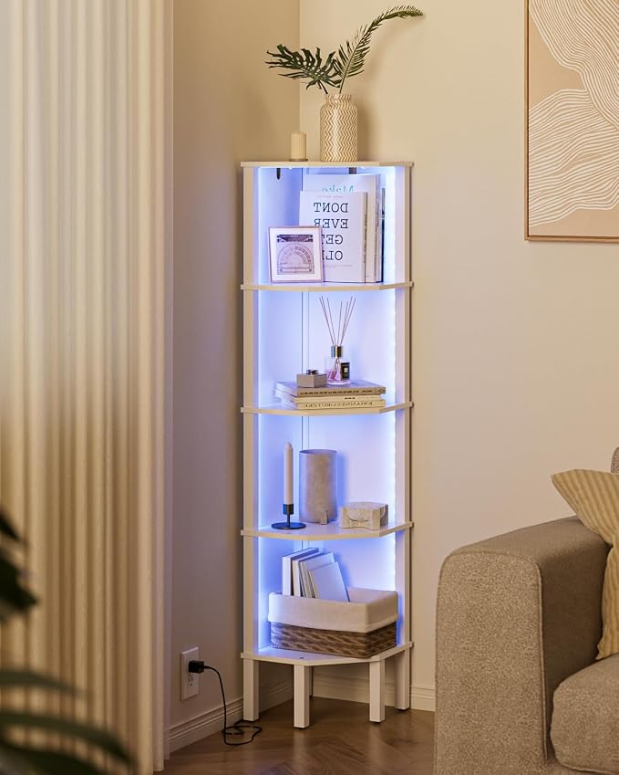 Corner Shelf Stand, 5 Tier Corner Bookshelf - Image 7