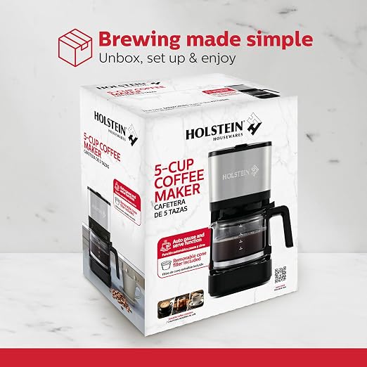 Holstein Housewares 5 Cup Coffee Maker – Compact Drip Coffee Machine - Image 8