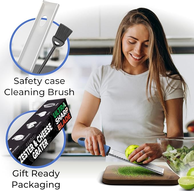 Stainless Steel Cheese Grater & Lemon Zester w/Extra Sharp Blade - Image 2