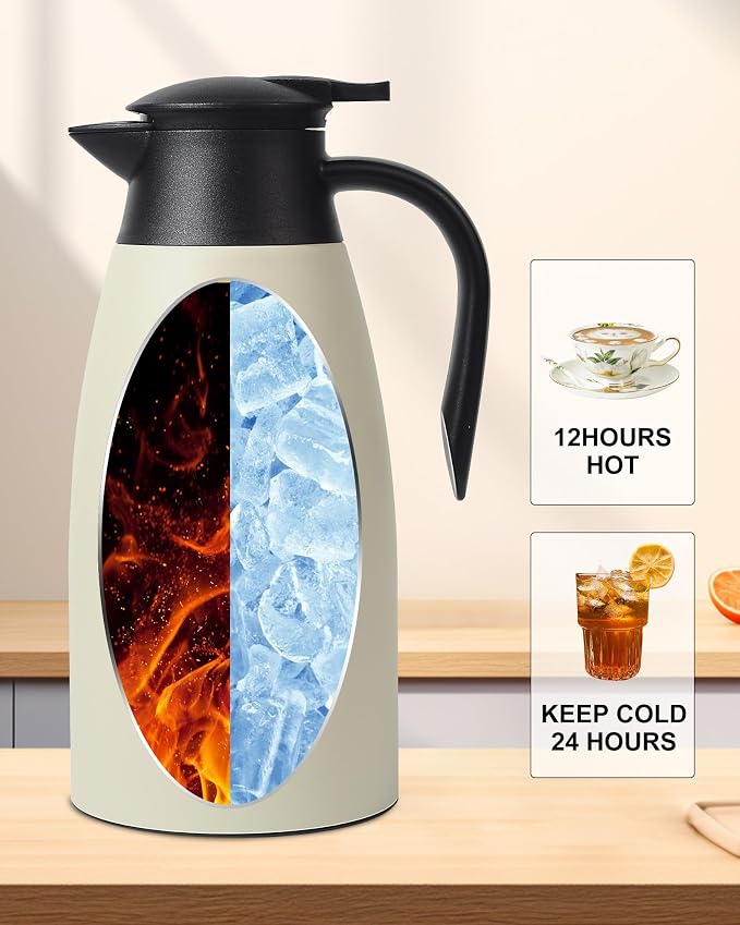 70 Oz Stainless Steel Coffee Carafe, Keeps Hot Beverages - Image 4
