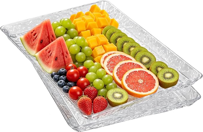 Clear Serving Trays for Party 2 Pack, 15x11 Acrylic Food Platters | 2 pack by Unknown