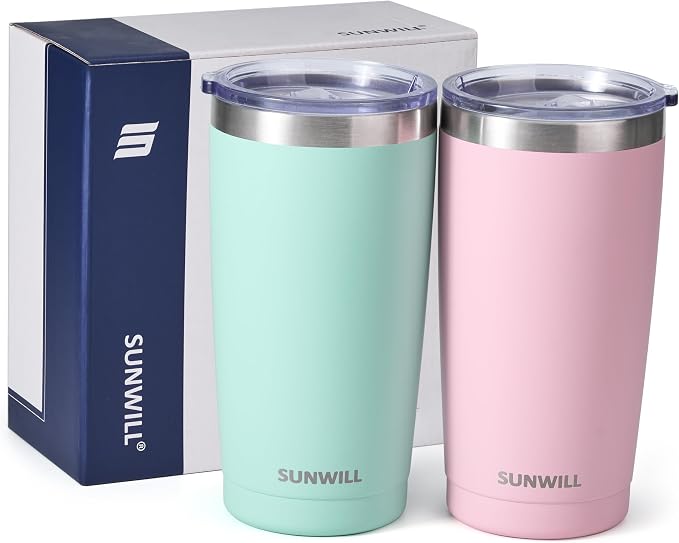 SUNWILL Travel Coffee Mug with Lid, 20 oz Tumbler Set of 2, Insulated Stainless - Image 5