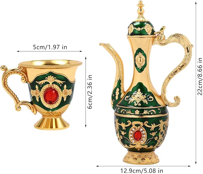 Vintage Turkish Tea Set with Teapot, Tray and 6 Cups, Tea Sets - Image 5