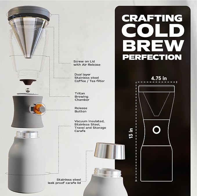 asobu Cold Brew Coffee Maker, Award-Winning 40oz Insulated Cold Brew Brewer - Image 7