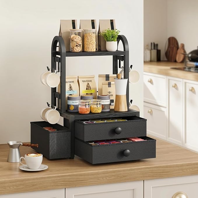 HOOBRO Coffee Mug Tree, 2 Tier Mug Organizer, Coffee Mug Cup Holder - Image 4