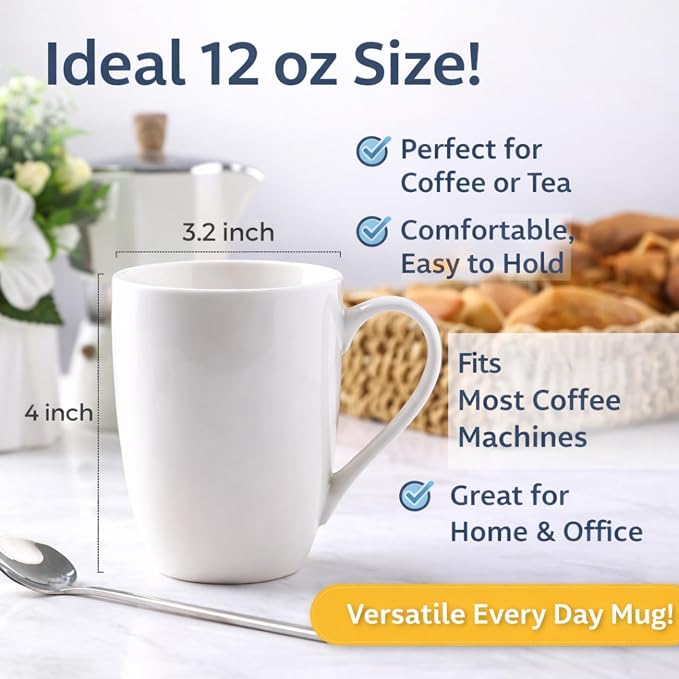 GBhome 12 OZ Off White Coffee Mugs, Ceramic Coffee Mugs Set - Image 2