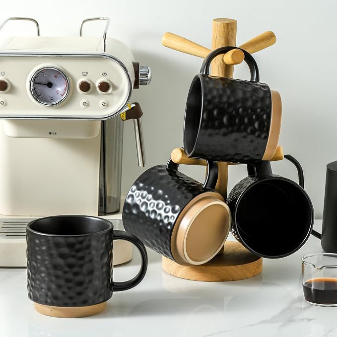 Nihow 16OZ Stackable Coffee Mug Set, Large Ceramic Coffee Mug Set of 4 - Image 5