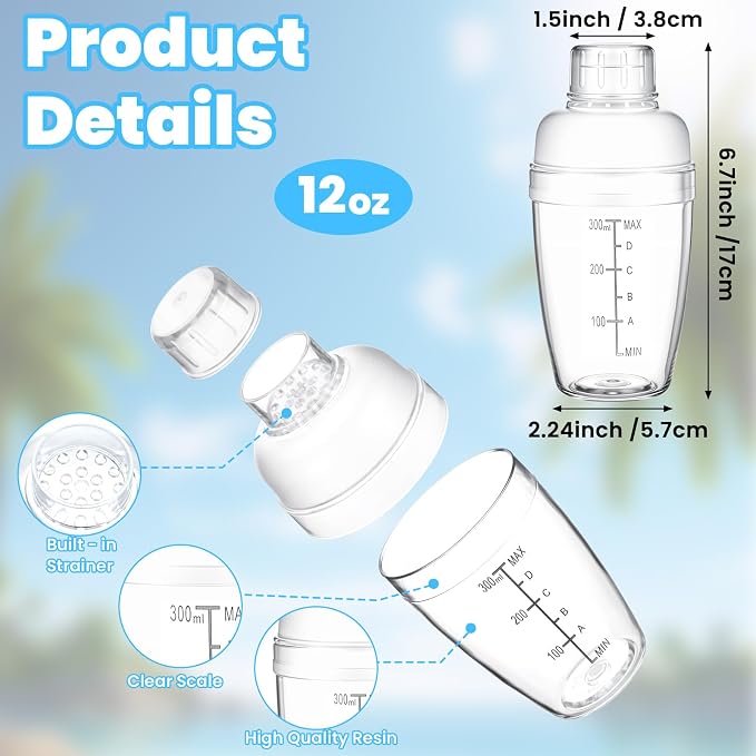 12 Pcs Plastic Cocktail Shaker Drink Mixer - Image 2