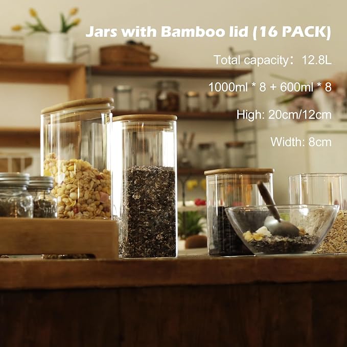 LIBWYS 16-Pack Square Glass Storage Jars - Image 6