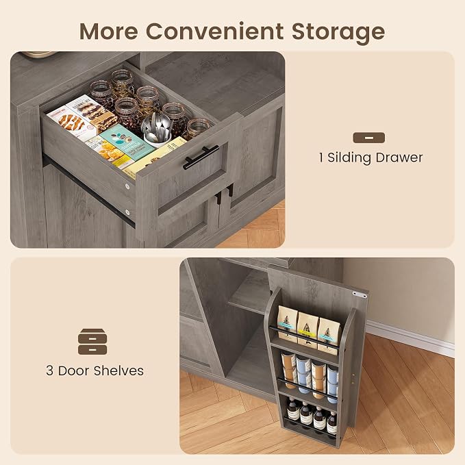 Itaar 71" Pantry Cabinet with Charging Station and LED Light, Kitchen Pantry - Image 7