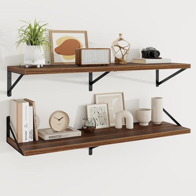 Floating Shelves 12 Inch Deep, 48W x 12D Wall Shelf Set of 2, 70 lbs Heavy Duty by KovaScapeHomeDecor