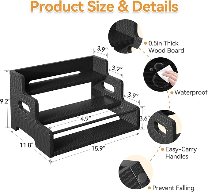 Liquor Bottle Display Shelf, 3-Tier Syrup Rack Coffee Bar Organizer, Countertop - Image 6