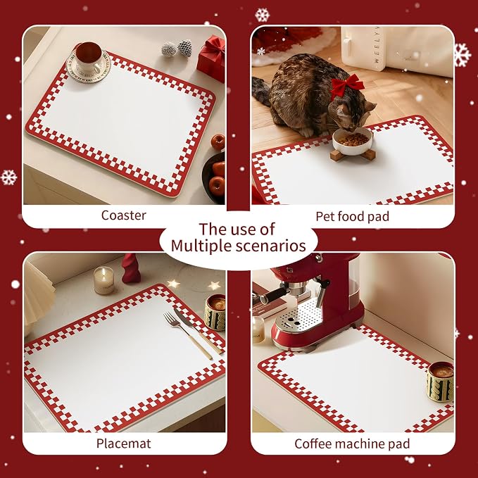 Red Coffee Mat for Countertop 16x24 Super Absorbent & Cuttable Kitchen Mat for - Image 7