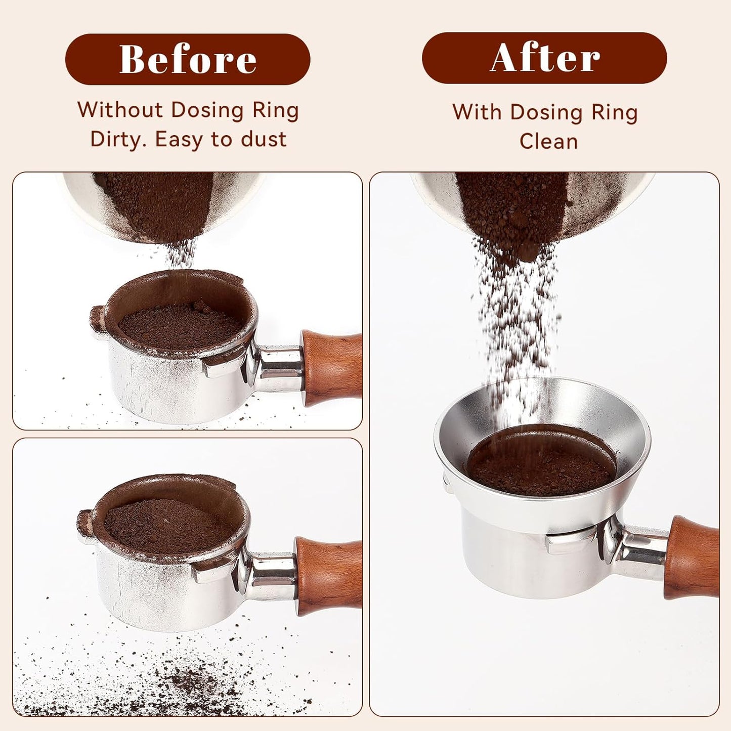 58mm Silver Magnetic Dosing Funnel, Lightweight Coffee Machine Dosing Ring with 9 Magnets, Aluminum Espresso Funnel, Ultra-Strong Adsorption Force