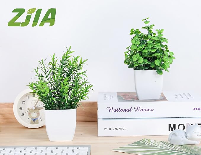 2 Pack Fake Plants Small Artificial Greenery Faux Plants Indoor - Image 3