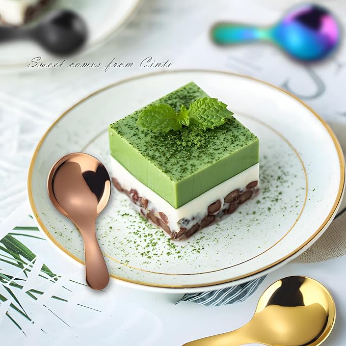 5PCS Short Handle Spoon, Stainless Steel Mini Spoons Thickened Small Round Spoon - Image 3
