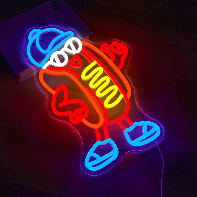 Hot Dog Neon Sign Dimable Cool Hot Dogs Neon Signs Funny Hot Dog Party Themed - Image 2
