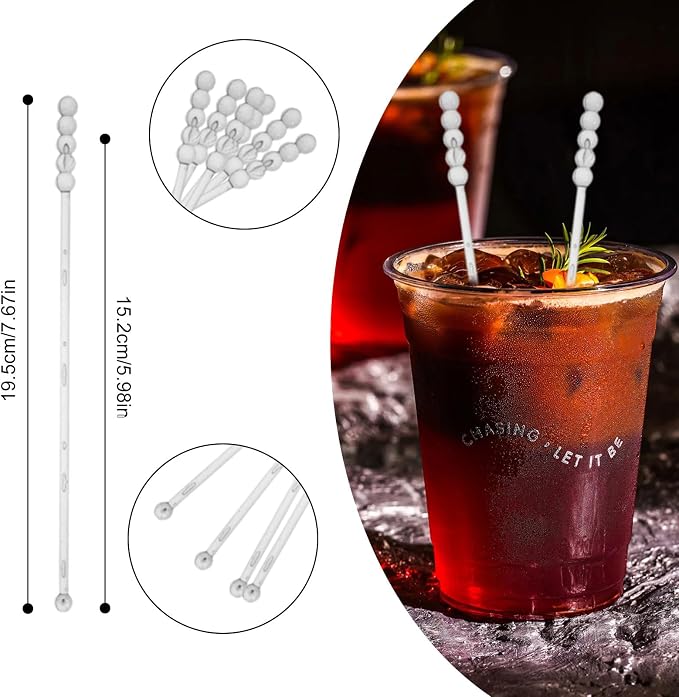 100 Pieces Ball Head Stirrer Disposible Plastic 5-Ball Round Top Crystal - Image 2