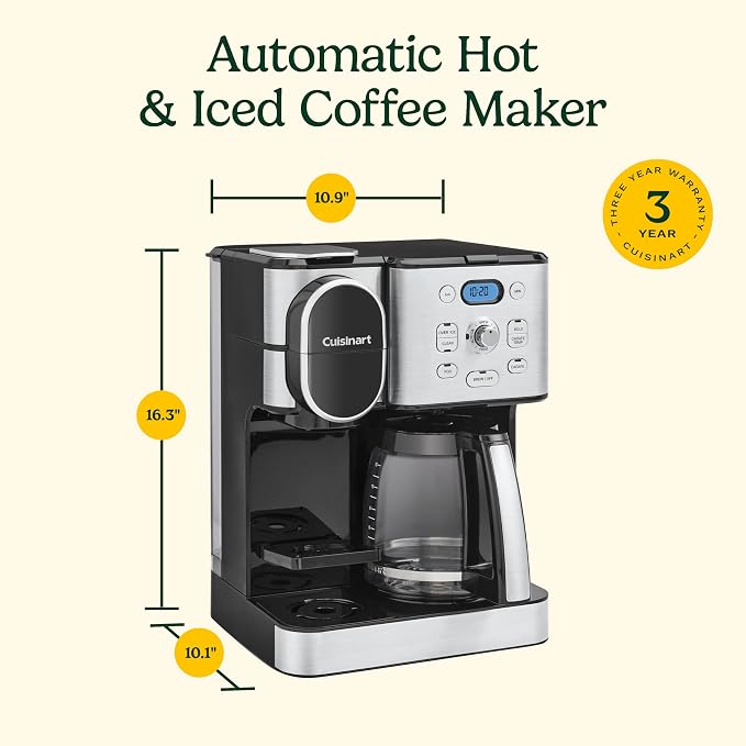 Cuisinart 12-Cup Coffee Maker, Single-Serve Brewer Glass Carafe, Automatic Hot - Image 7