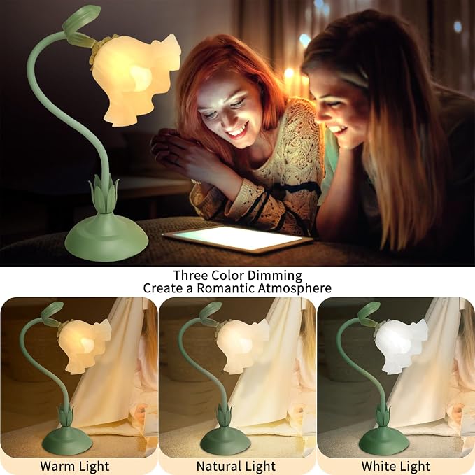 Cute Flower Desk Lamp, 3 Color Temperature Table Lamp - Image 3