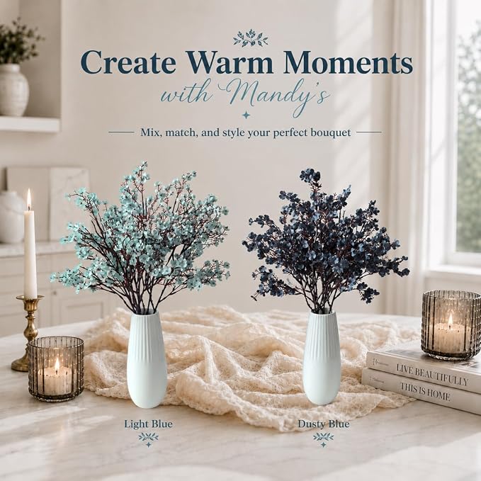 Mandy's 6 Bundles Artificial Dusty Blue Baby’s Breath Flowers | 18.5 Inch Silk - Image 9