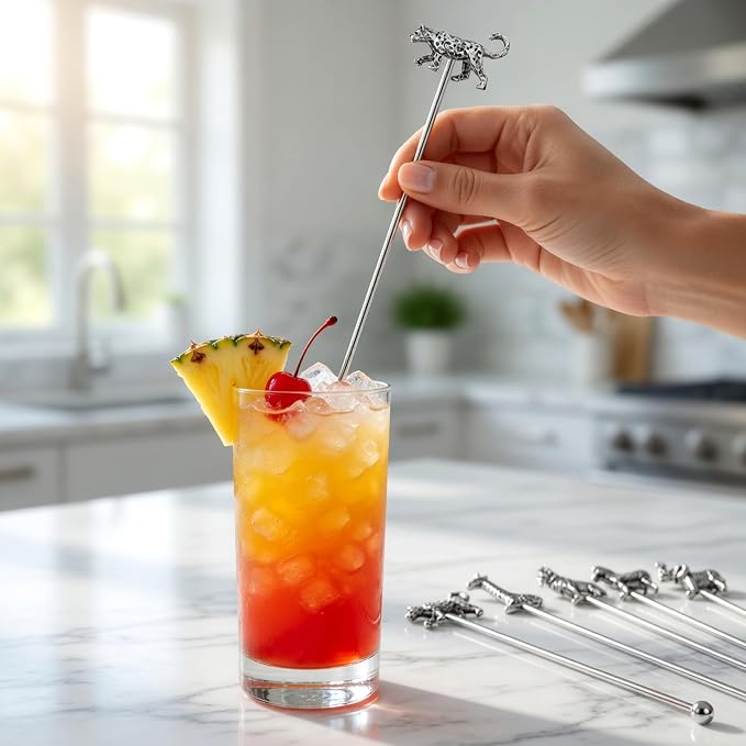 Homestia 7.5" Stainless Steel Swizzle Sticks, Drinks - Image 2