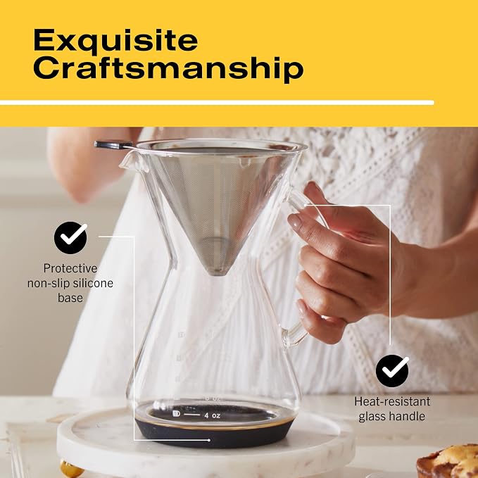 Bean Envy Pour Over Coffee Maker, High-Heat Borosilicate Glass - Image 3