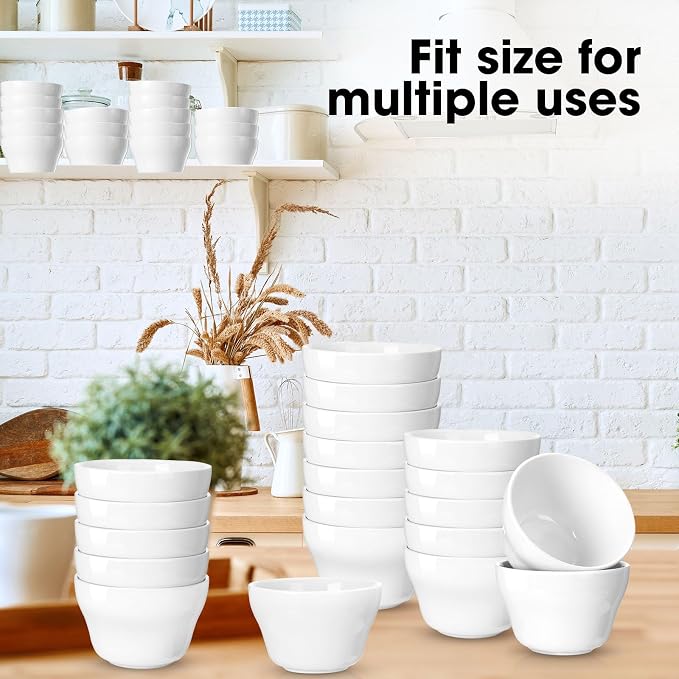 Suclain 24 Pack Porcelain Bowls Set Porcelain Bouillon Cups Small Dessert Bowls - Image 5