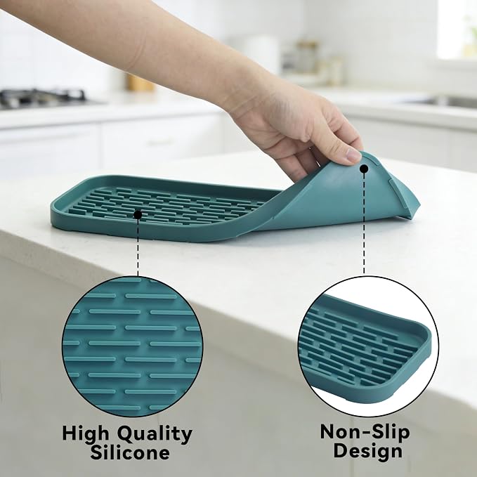 Drip Tray for Drink Dispenser, 1 Pack Blue Non-slip Drip Pan for DD&HAPP Glass - Image 6