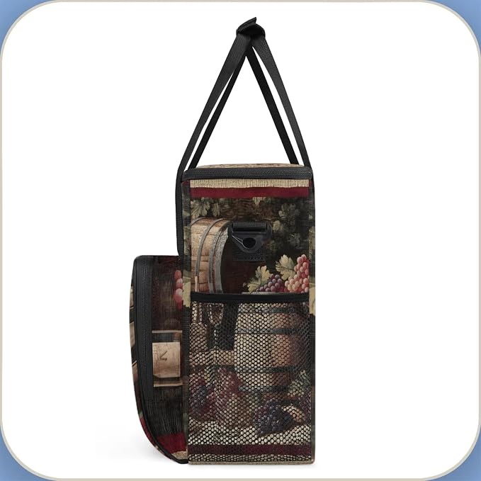 Vintage Wine And Ripe Grapes Coffee Maker Carring Bag, Large Insulated Storage - Image 5
