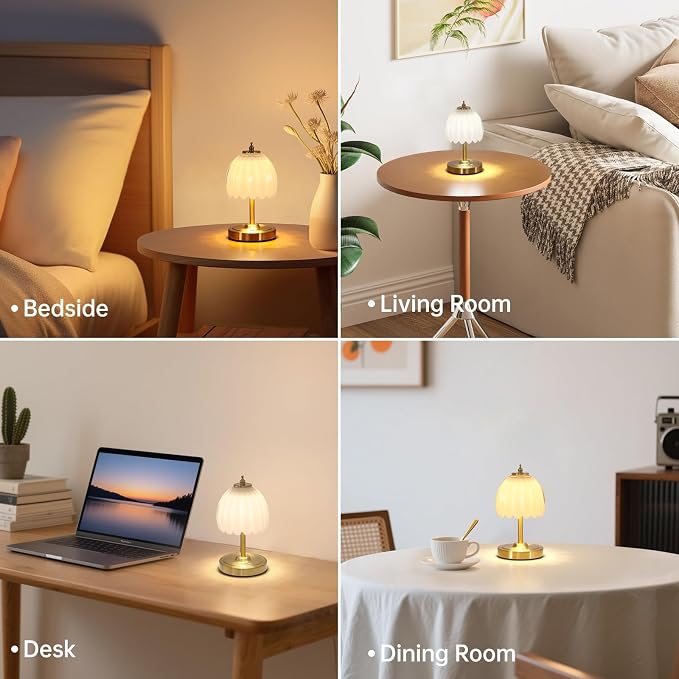 Shenmoyl Tulip Small Table Lamp, 5200mAh Cordless Touch Control Mini Table Lamp - Image 5