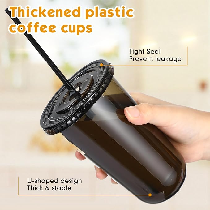 Ziliny 25 Set Black Plastic Cups - Image 4