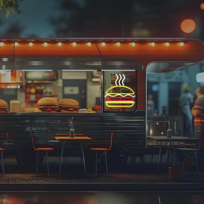 Burgers Neon Sign for Wall Decor Dimmable Hamburger Led Neon Light Business - Image 5