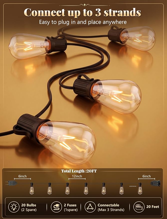 GOOTHY 20Ft Outdoor String Lights - Image 2