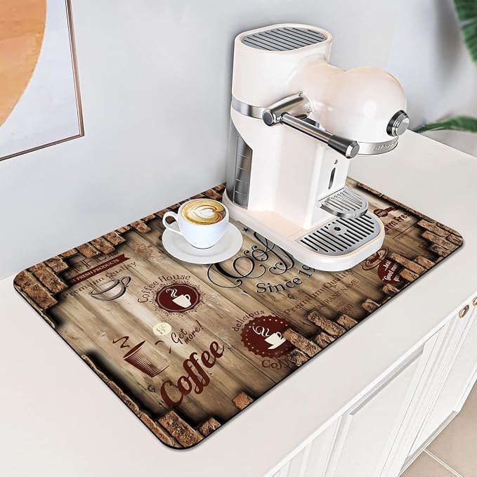 Absorbent Coffee Bar Mat for Espresso Machine Countertops - Image 2
