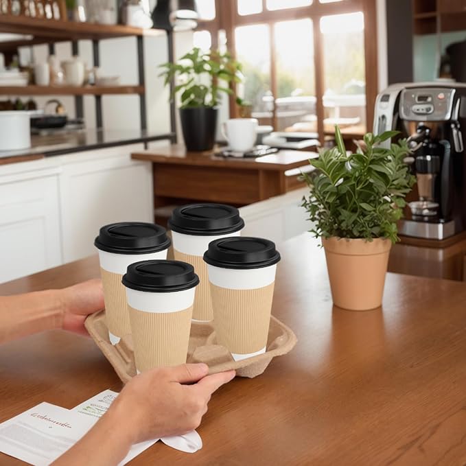 40 Pack Eco-Friendly 4 Cup Drink Carrier, Disposable Coffee Carrier, Cardboard - Image 7