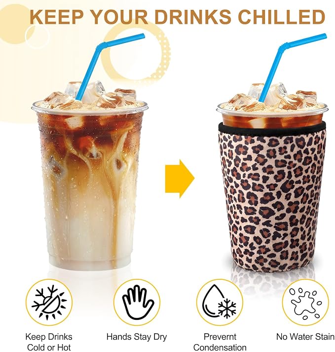 CHENGU 12 Pack Reusable Iced Coffee Sleeves Bulk Cold Cup Neoprene Insulated - Image 3