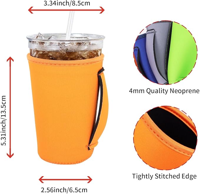 4Pack Reusable Iced Coffee Sleeve Insulator Sleeves - Image 2