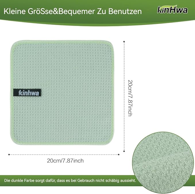 KinHwa Reusable Microfiber Cleaning Cloth, Lint Free Quick Dry Absorbent Dish - Image 2