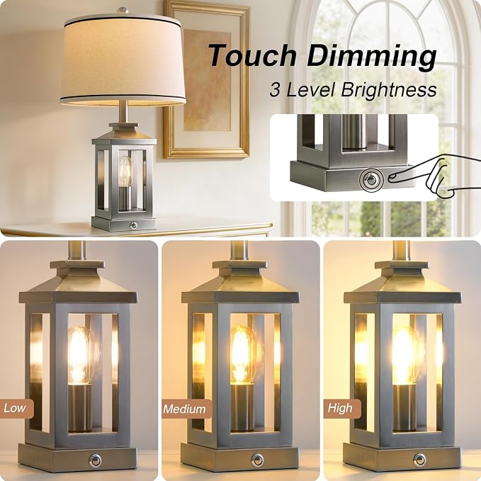 G-SAFAVA 24" Table Lamps for Living Room Bedroom Modern Metal Bedside Lamps Set - Image 2