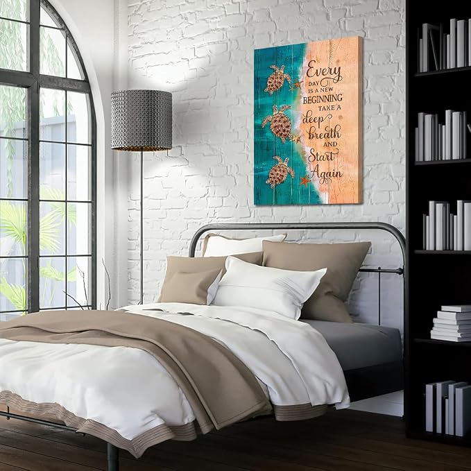 Sea Turtle Wall Art Farmhouse Bathroom Wall Decor Rustic Ocean Animal Theme - Image 3