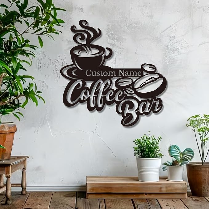 Personalized Coffee Bar Sign, Custom Metal Wall Art - Image 3