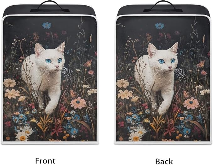 White Cat Flower Coffee Machine Covers - Image 2