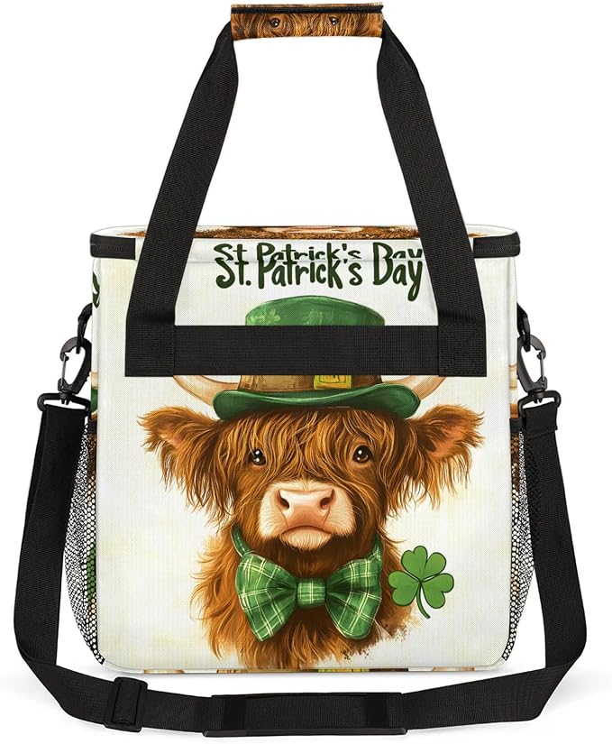 Highland Cow St. Patrick's Day Coffee Maker Carring Bag, Large Insulated - Image 5
