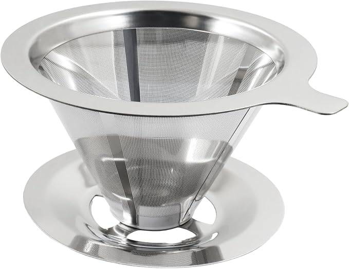 Bonsicoky Pour Over Coffee Dripper, Stainless Steel Coffee Filter, Metal Cone - Image 2