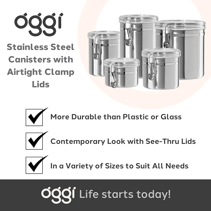OGGI Stainless Steel Kitchen Canister 47oz - Image 7