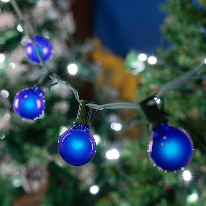 G50 Patio String Lights with 25 Blue Globe Bulbs – Outdoor String Lights – - Image 5