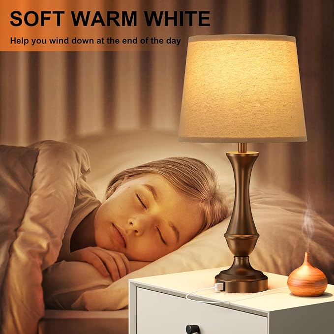 Seealle Touch Lamps for Nightstand, 3 Way Dimmable Table Lamp - Image 5